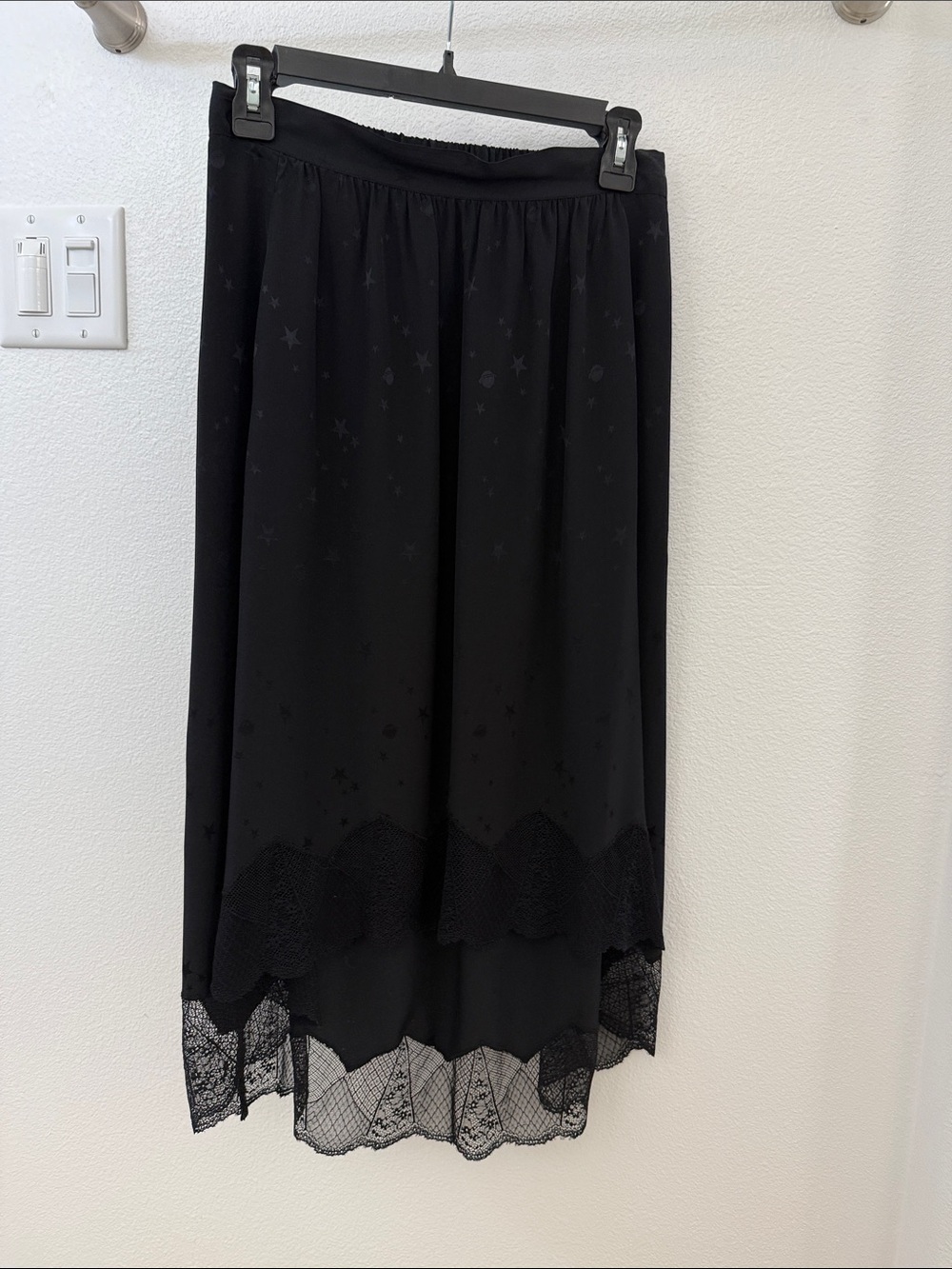 Zadig & Voltaire Black Maxi Skirt with Lace Hem